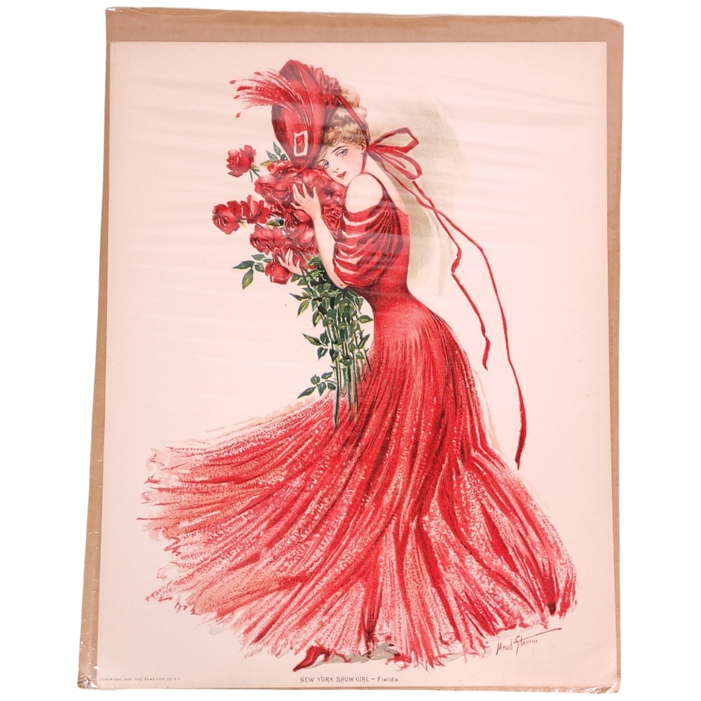 Antique 1907 Edwardian Showgirl Fields Print Lithograph Maud Stumm Gray Co